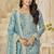 Sea green embroidered organza (crush fill) salwar kameez