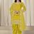 Yellow embroidered roman silk patiala suits