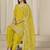 Yellow embroidered roman silk patiala suits