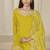 Yellow embroidered roman silk patiala suits