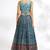 Peacock Blue Chinon Printed Designer Lehenga Skirt Choli Festive Wear
