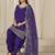 Purple embroidered roman silk patiala suits