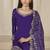 Purple embroidered roman silk patiala suits