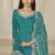 Rama blue embroidered roman silk patiala suits