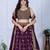 Wine Faux Georgette Embroidered Sequins Lehenga Festive Wear
