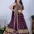 Wine Faux Georgette Embroidered Sequins Lehenga Festive Wear