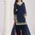 Blue embroidered & mirror roman silk patiala suits