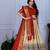 Eilara Women's Red Jacquard Silk Zari Work With Printed Lehenga Festive Wear