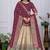 Wine Jacquard Silk Zari Work With Printed Lehenga Festive Wear
