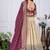 Wine Jacquard Silk Zari Work With Printed Lehenga Festive Wear