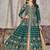 Green embroidered art silk anarkali suit