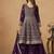 Purple embroidered faux georgette palazzo suit