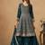 Rama blue embroidered faux georgette palazzo suit