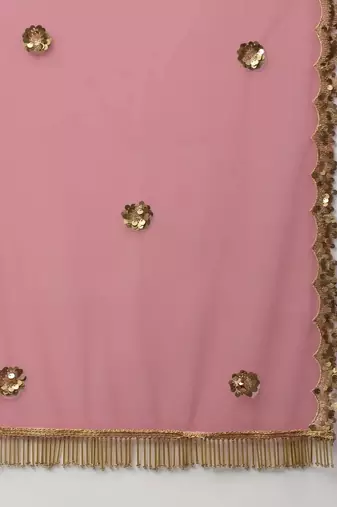 Pink Embroidered Net Lehenga Set For Wedding