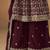 Maroon embroidered faux georgette palazzo suit