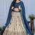 Blue Jacquard Silk Zari Work With Printed Lehenga Festive Wear