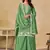 Green embroidered chinon palazzo suit