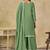 Green embroidered chinon palazzo suit