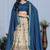 Blue Jacquard Silk Zari Work With Printed Lehenga Festive Wear