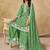 Green embroidered chinon palazzo suit