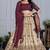 Wine Jacquard Silk Zari Work With Printed Lehenga Festive Wear