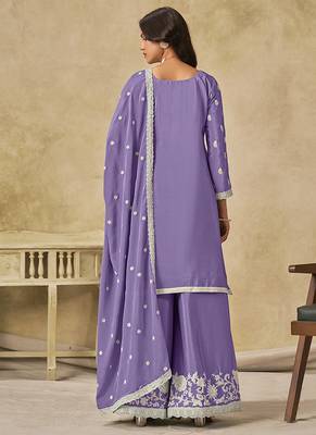 lavender embroidered chinon palazzo suit 2
