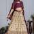 Wine Jacquard Silk Zari Work With Printed Lehenga Festive Wear