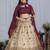 Wine Jacquard Silk Zari Work With Printed Lehenga Festive Wear