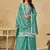 Sea green embroidered chinon palazzo suit