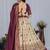 Wine Jacquard Silk Zari Work With Printed Lehenga Festive Wear