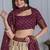 Wine Jacquard Silk Zari Work With Printed Lehenga Festive Wear