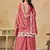 Pink embroidered chinon palazzo suit