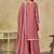Pink embroidered chinon palazzo suit