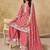 Pink embroidered chinon palazzo suit