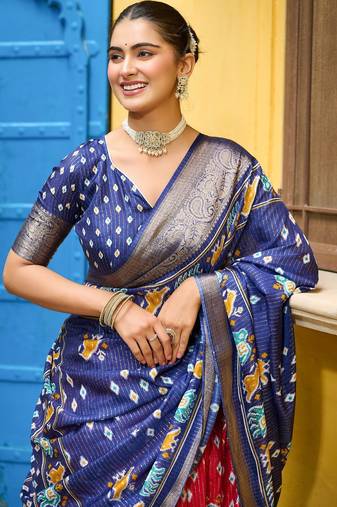 Red Jacquard Silk Zari Work With Printed Lehenga Festive Wear