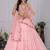 Embroidered Georgette Tiered Lehenga in Pink