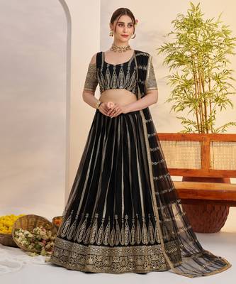 Black Net With embroidered party wear lehenga choli 1