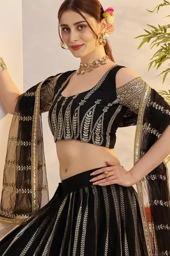 Black Net With embroidered party wear lehenga choli