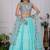 Embroidered Georgette Tiered Lehenga in Sky Blue