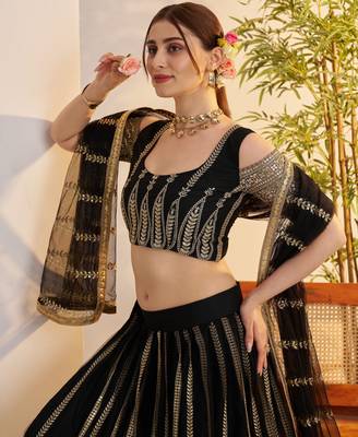 Black Net With embroidered party wear lehenga choli 4