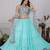 Embroidered Georgette Tiered Lehenga in Sky Blue