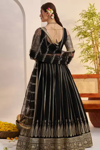 Black Net With embroidered party wear lehenga choli