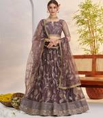 Dark onion Net With embroidered party wear lehenga choli