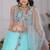Embroidered Georgette Tiered Lehenga in Sky Blue