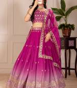 Pink Shimmer Silk Zari Embroidered Sequins Lehenga Festive Wear