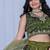 Mehendi Green Organza Zari Embroidered Sequins Lehenga Festive Wear