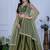 Mehendi Green Organza Zari Embroidered Sequins Lehenga Festive Wear