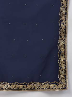 Navy blue zari sequins embroidered velvet lehenga choli 4