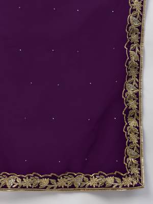 Purple zari sequins embroidered velvet lehenga choli 4