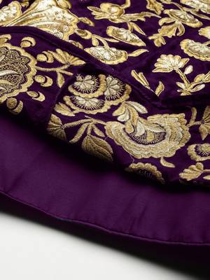 Purple zari sequins embroidered velvet lehenga choli 5